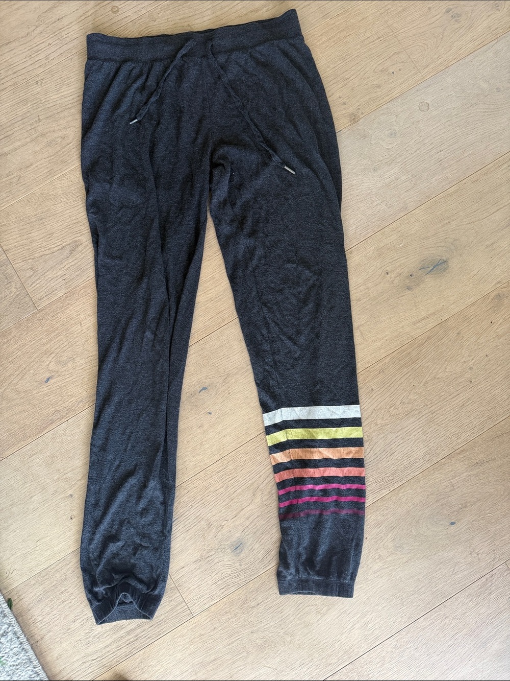PJ Salvage Charcoal Joggers with Multi-Color Stripe Cuff medium